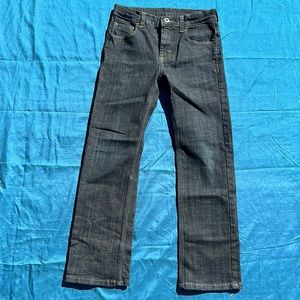 Wrangler straight leg dark wash denim jeans size 10 reg w adjustable waist